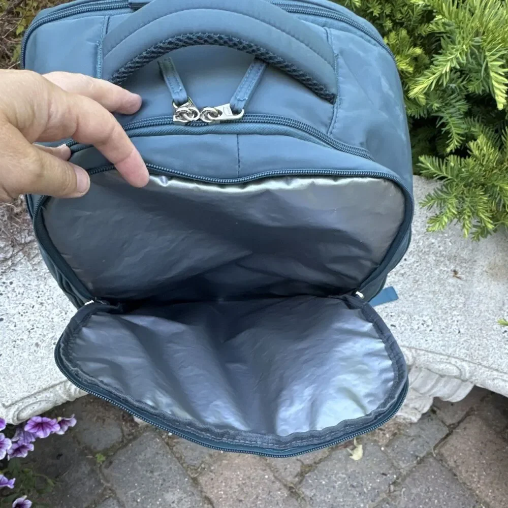 Padded Water Resistant USB Charging Port Blue Polyester Laptop Backpack 15